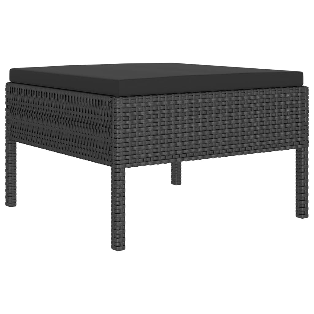 6 Pcs conjunto lounge de jardim c/ almofadões vime PE preto