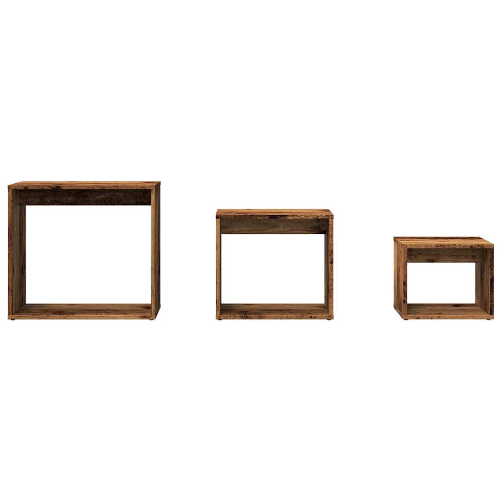 Mesas de encastrar 3 pcs derivados de madeira madeira velha