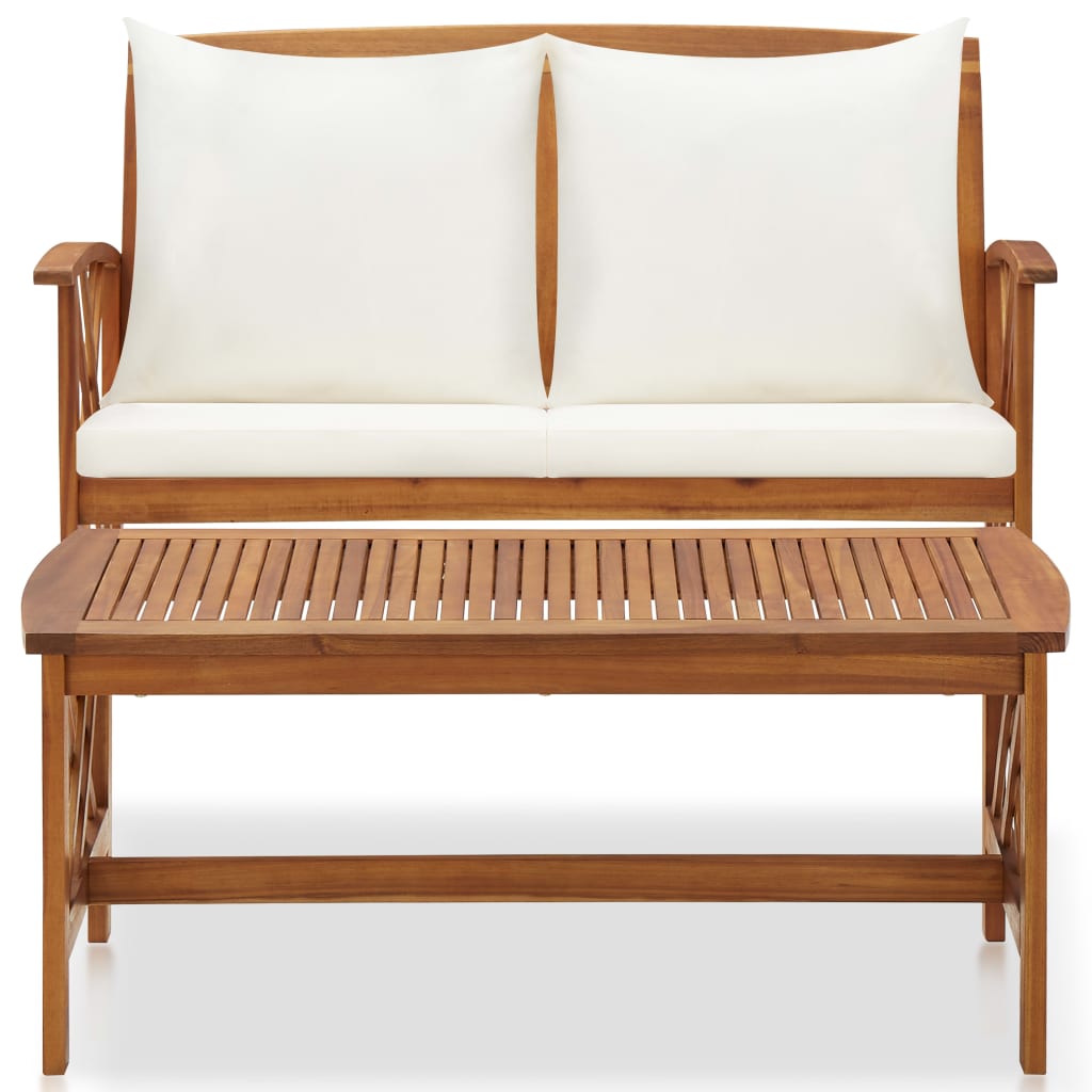 2 Pcs conjunto lounge de jardim c/ almofadões acácia maciça