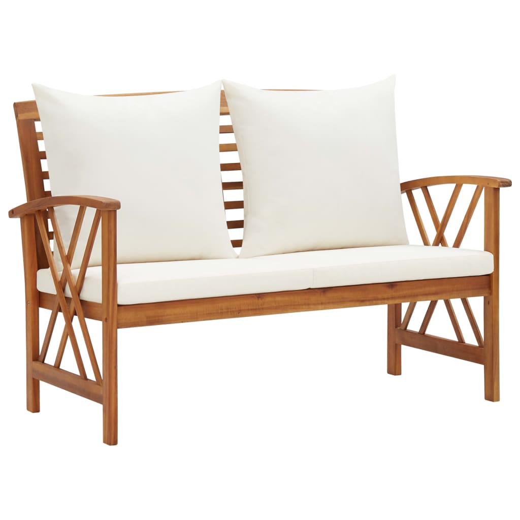 2 Pcs conjunto lounge de jardim c/ almofadões acácia maciça
