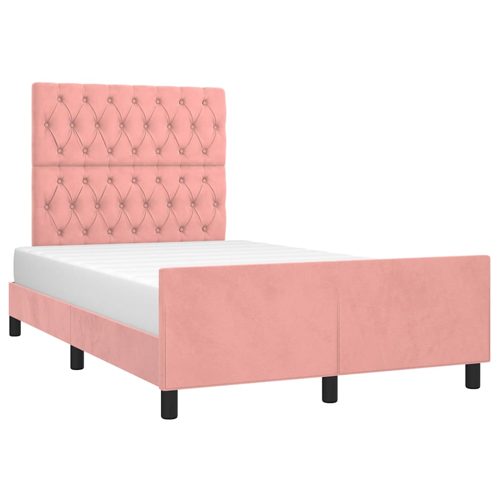 Estrutura de cama com colchão 120x190 cm veludo rosa