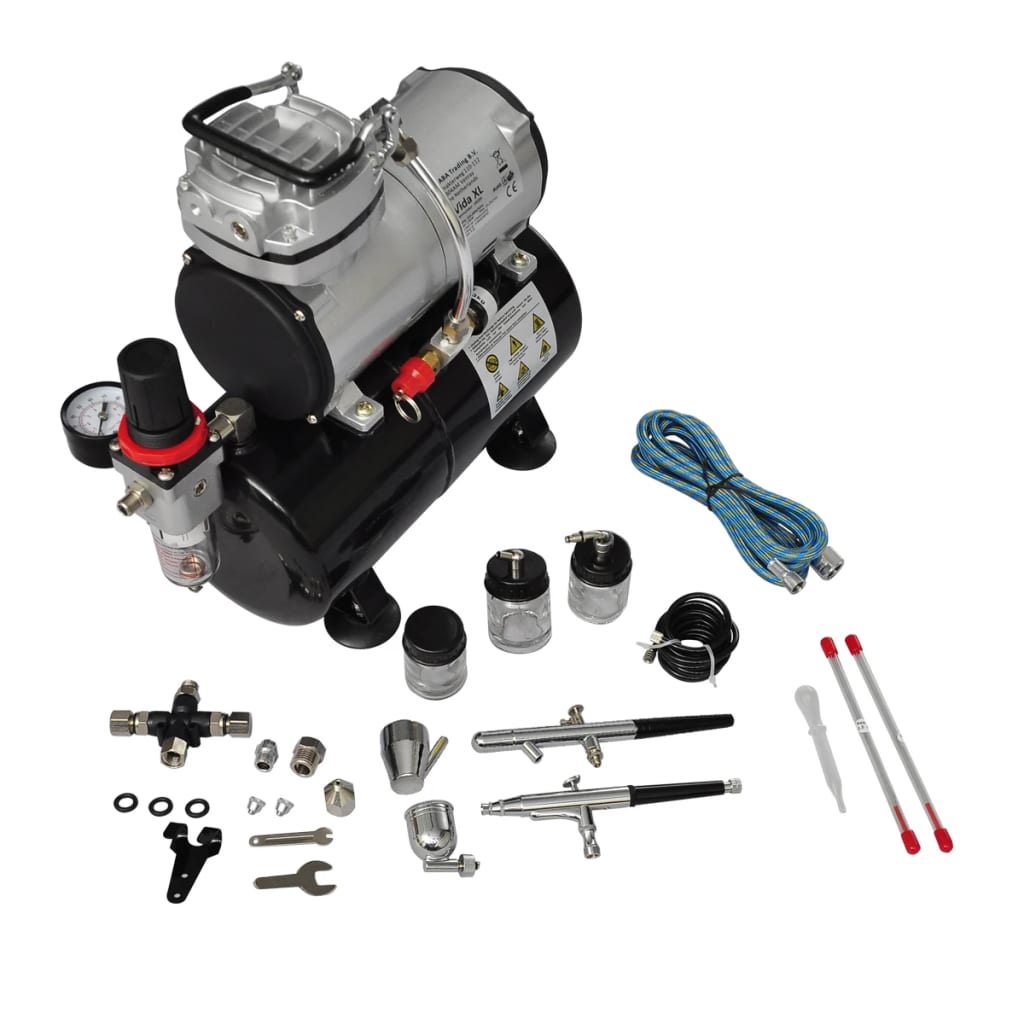 Conjunto de compressor de ar com 2 aerógrafos