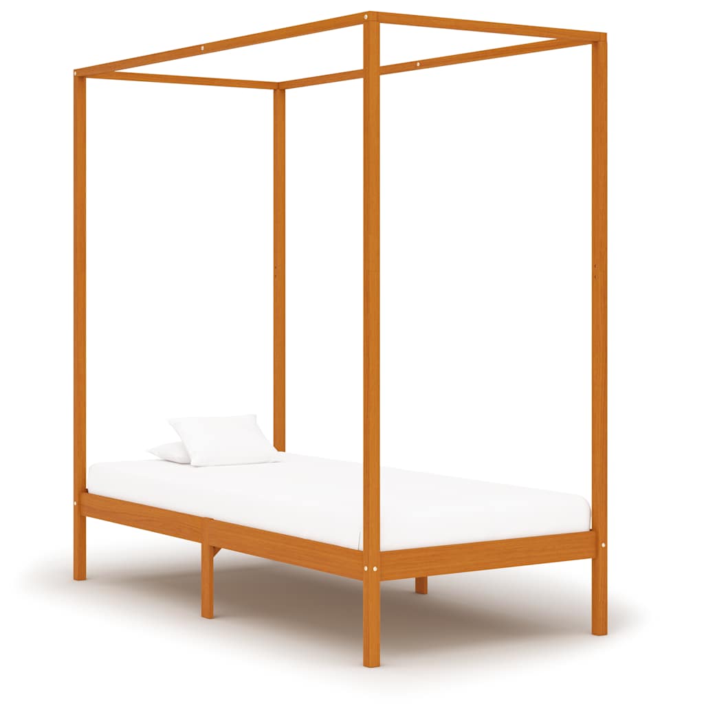 Estrutura de cama com toldo 100x200cm pinho maciço castanho mel