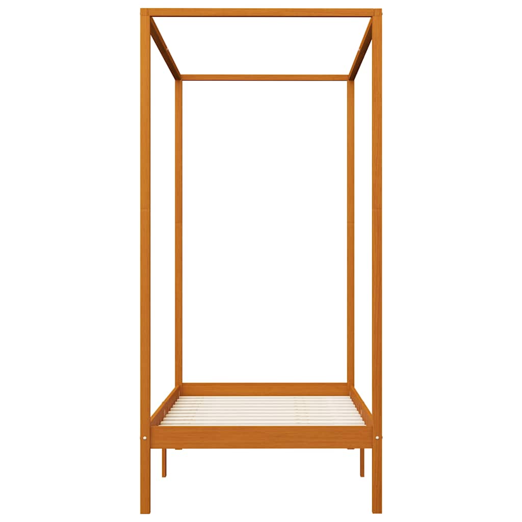 Estrutura de cama com toldo 100x200cm pinho maciço castanho mel