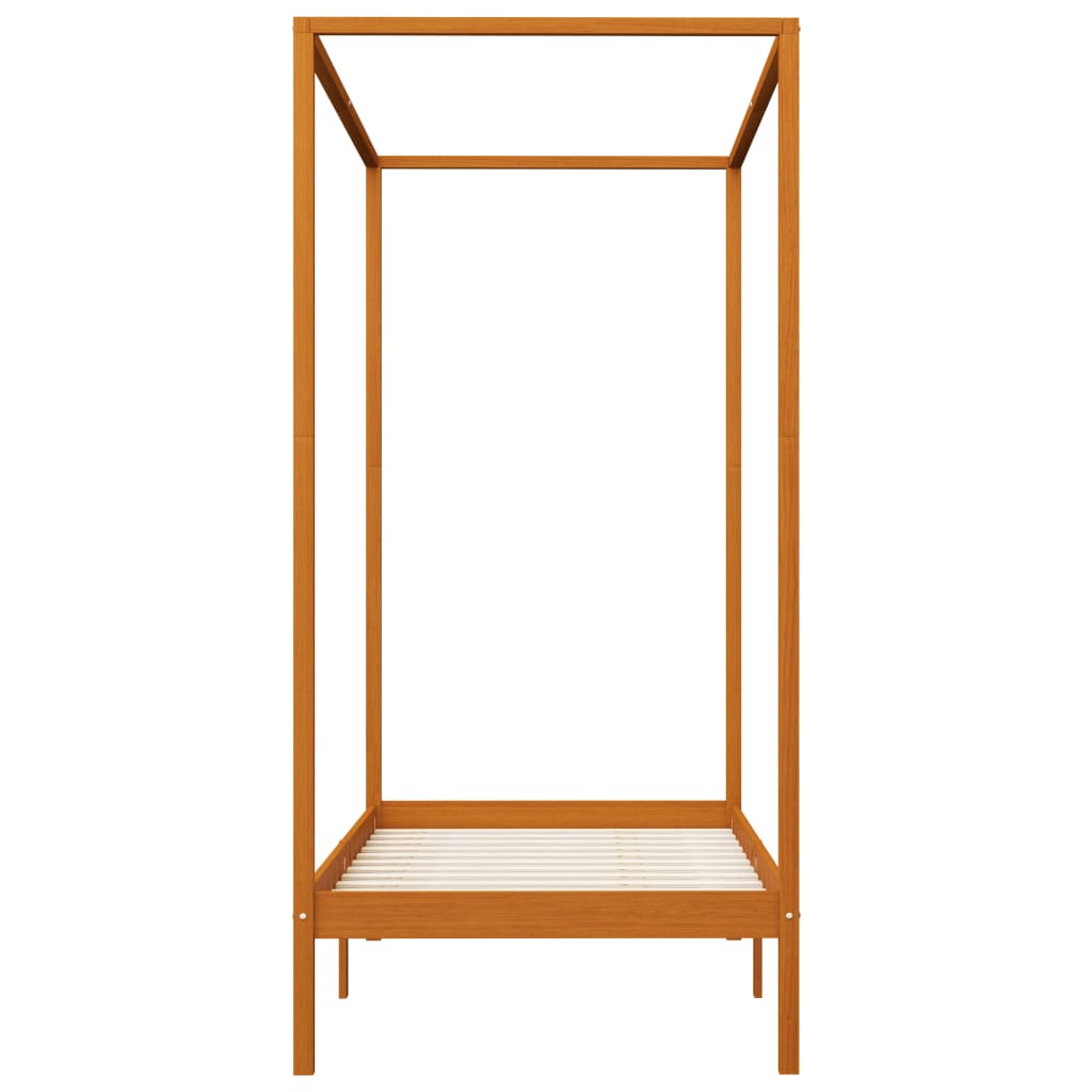 Estrutura de cama com toldo 100x200cm pinho maciço castanho mel