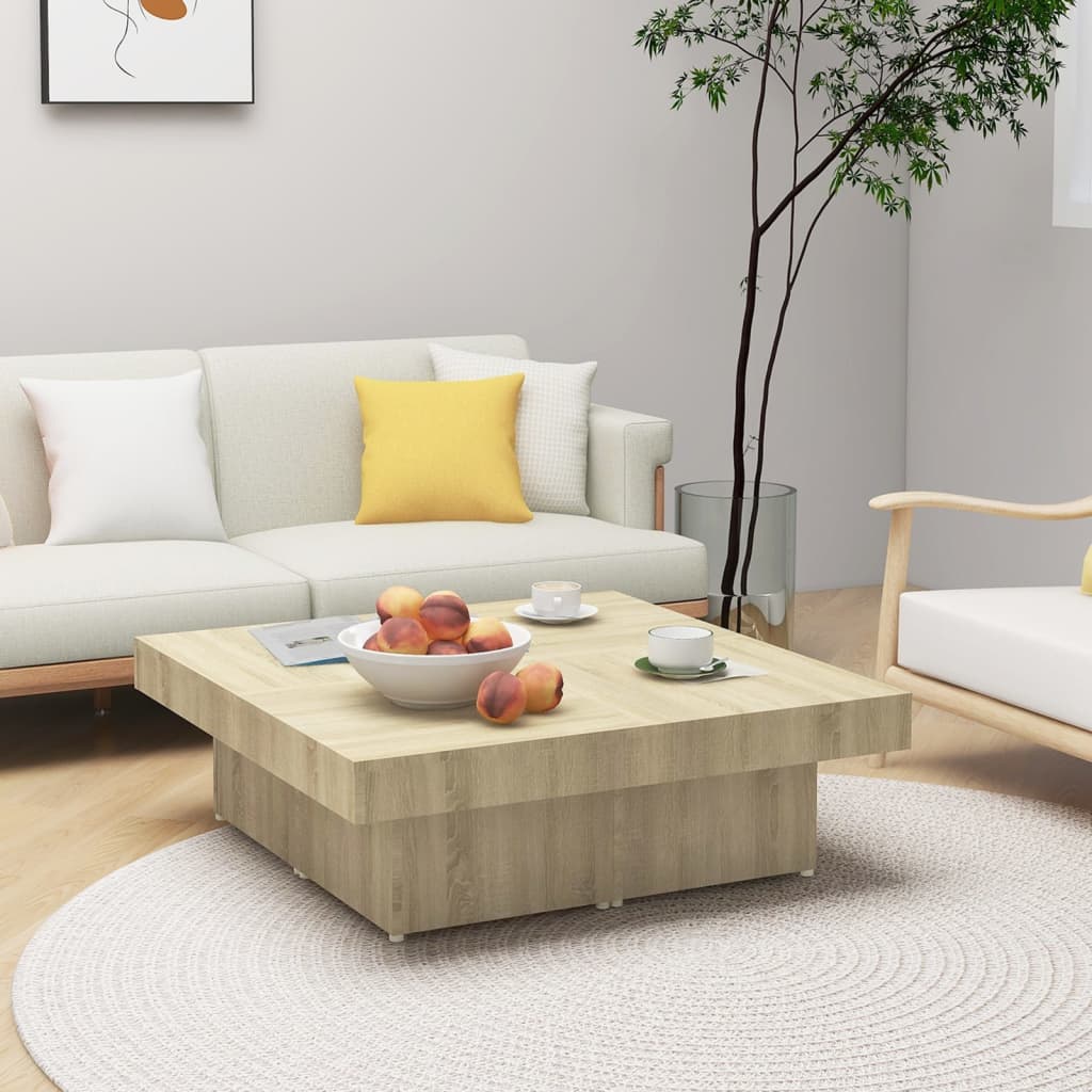 Mesa de centro 90x90x28 cm contraplacado carvalho sonoma