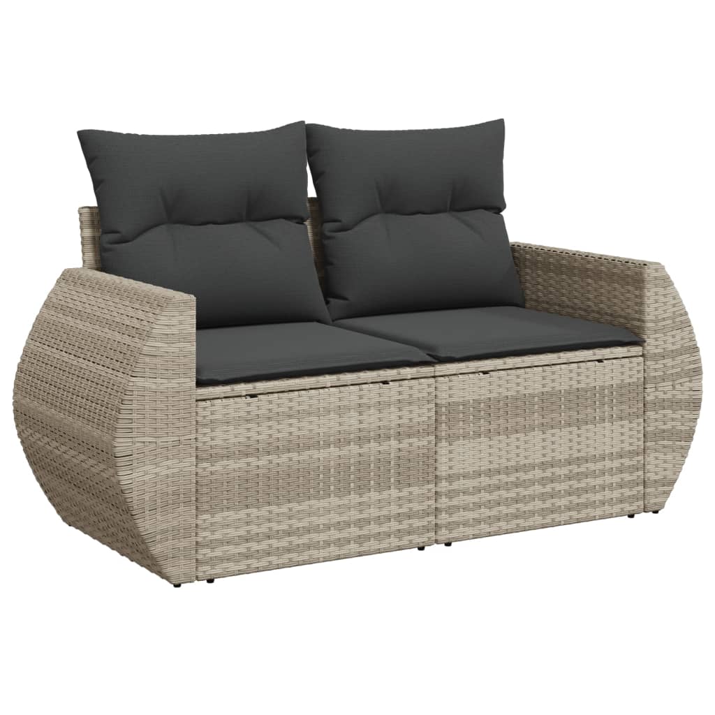 11 Pcs conjunto sofás de jardim c/ almofadões vime PE cinzento