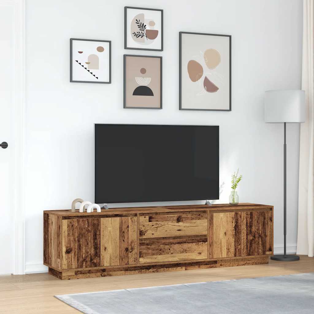 Móvel de TV com luzes LED 193,5x41x50 cm madeira velha