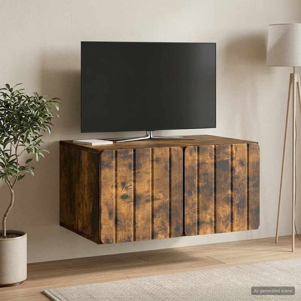 Gabinete de TV de parede 59,5 x 41 x 30 cm carvalho fumado