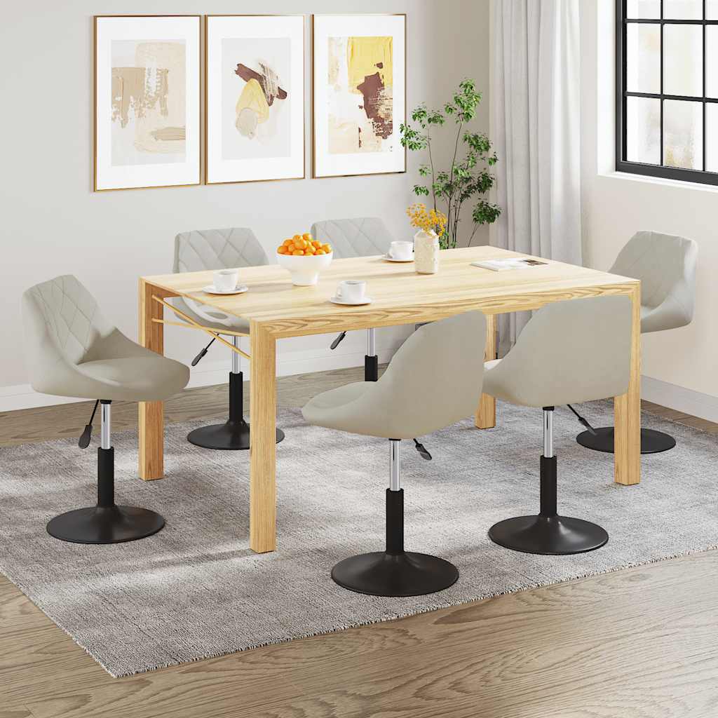 Cadeiras de jantar giratórias 6 pcs veludo cor creme