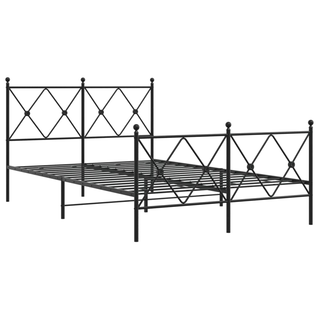 Estrutura de cama com cabeceira e pés 120x200 cm metal preto