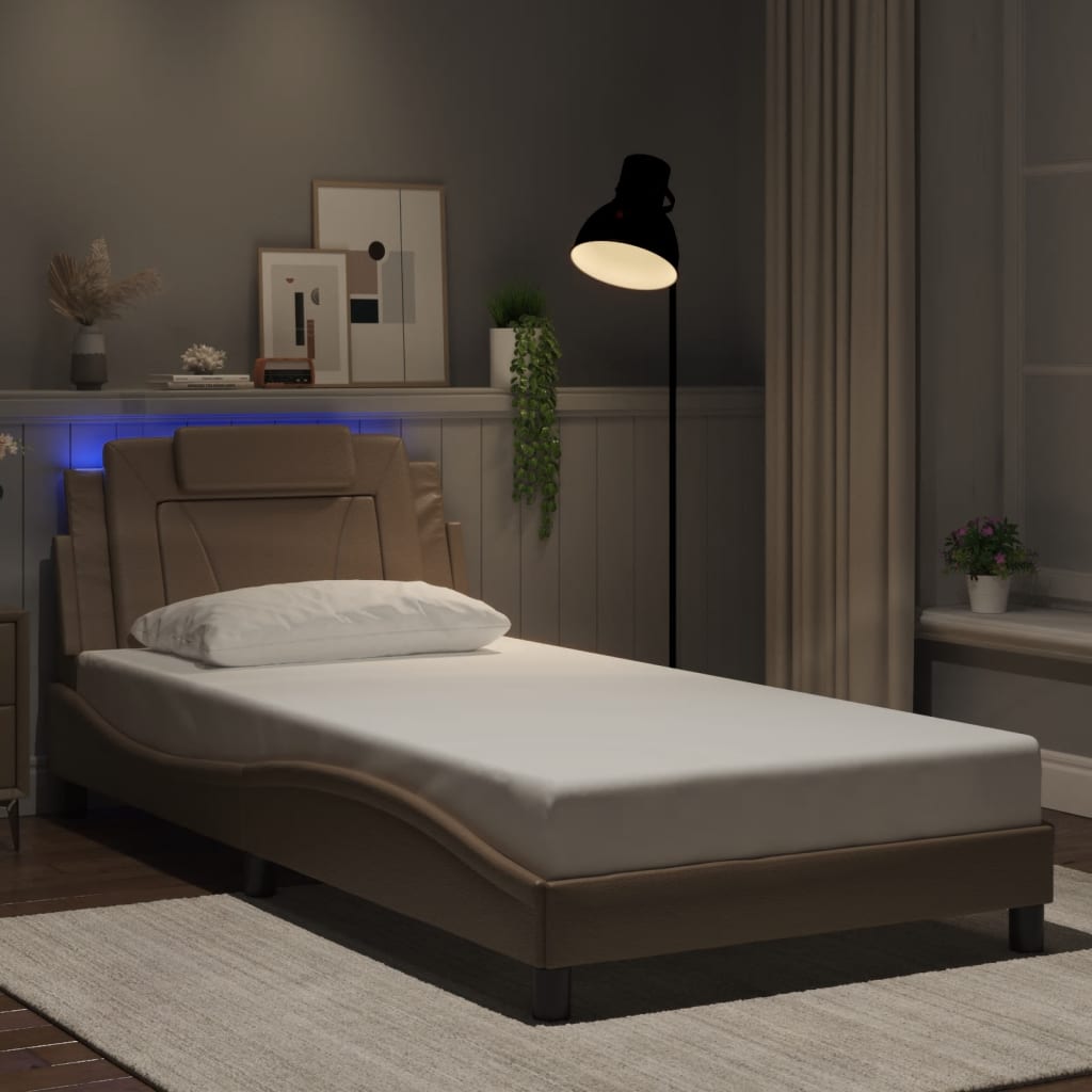 Estrutura de cama viana com LED sem colchão 100x200 cm cappuccino