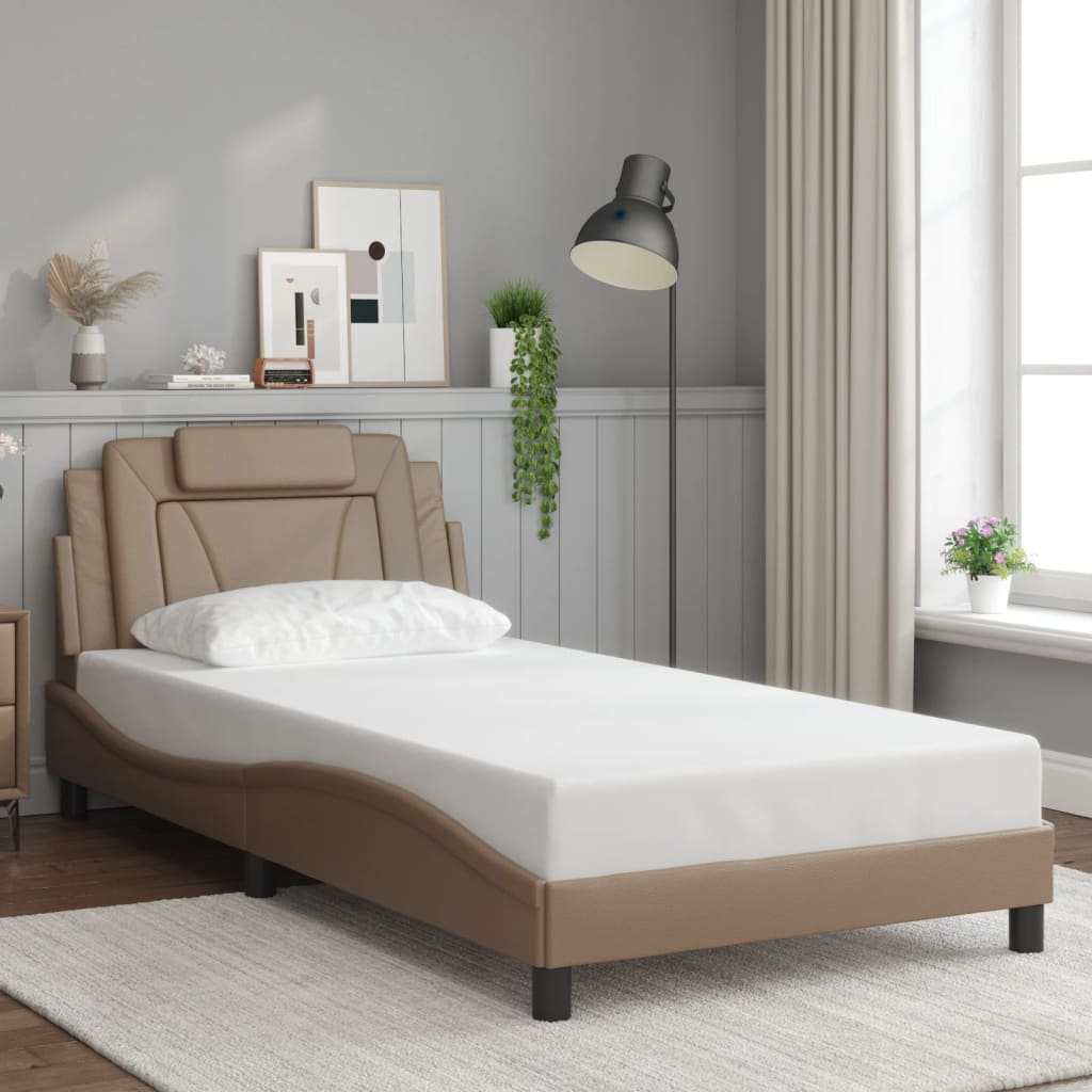 Estrutura de cama viana com LED sem colchão 100x200 cm cappuccino