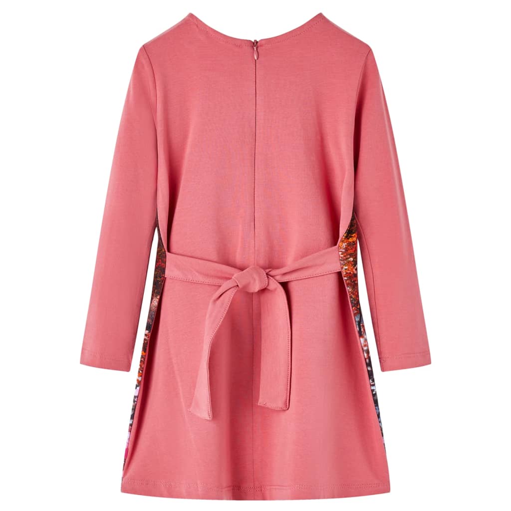 Vestido de manga comprida para criança rosa-velho 128