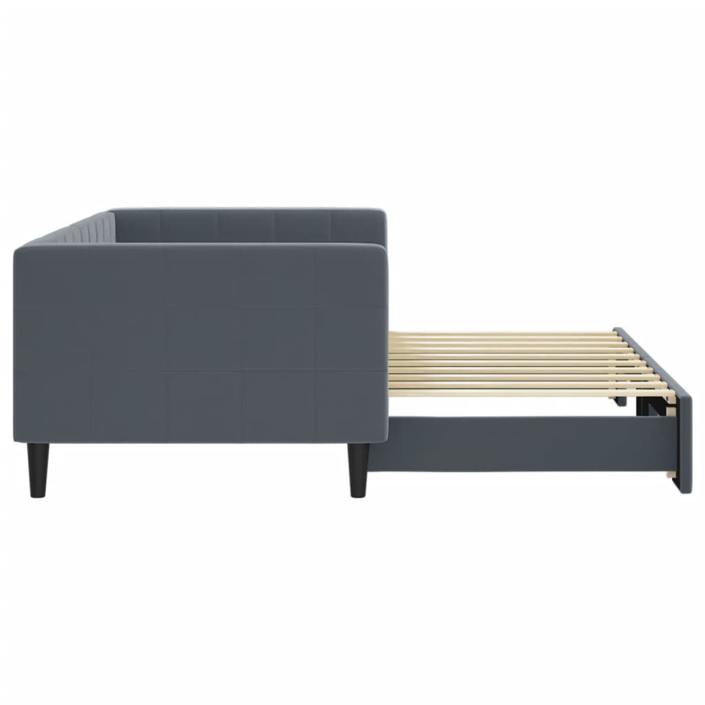 Sofá-cama com gavetão 90x190 cm veludo cinzento-escuro
