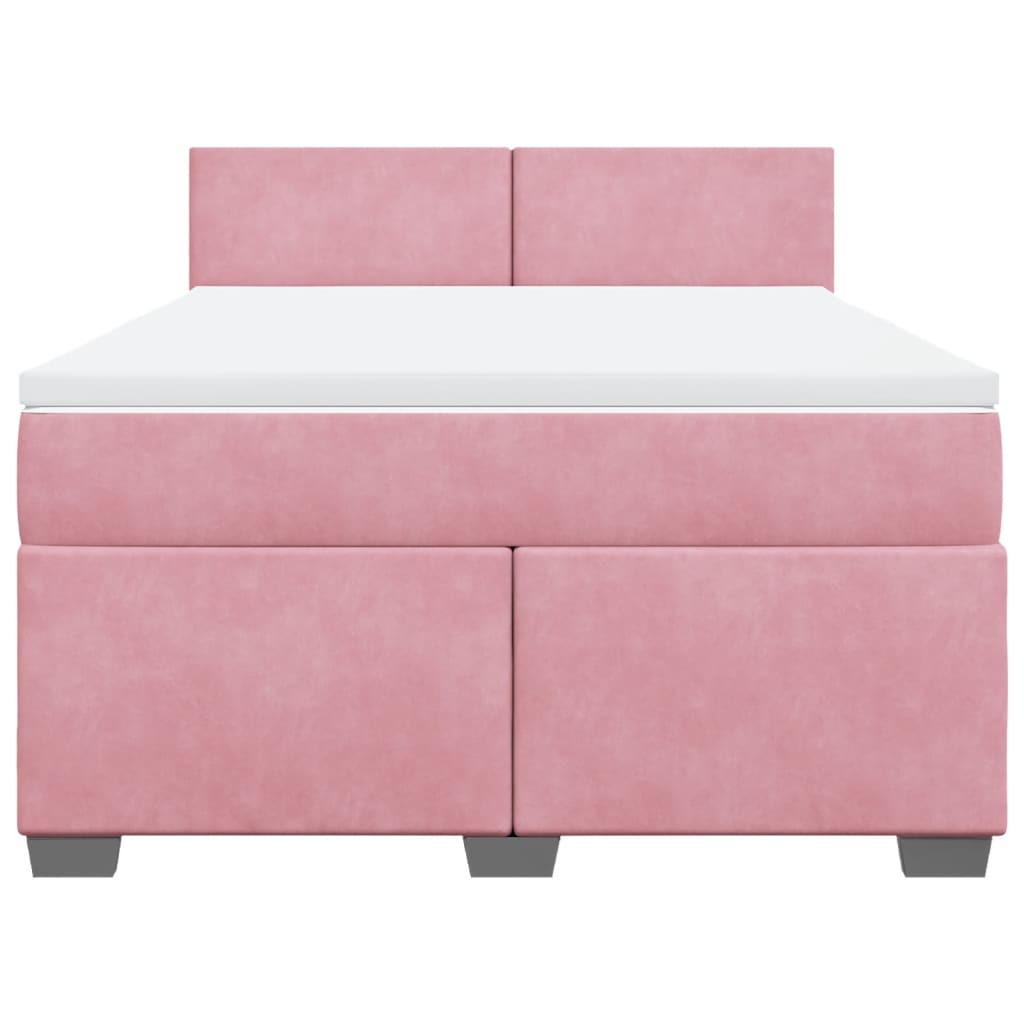 Cama com molas/colchão 140x190 cm veludo rosa