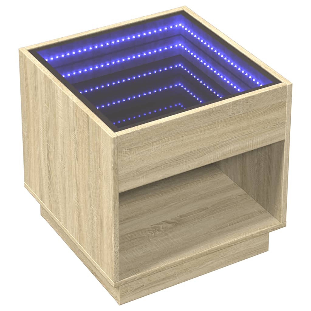 Mesa de centro luzes LED infinity 50x50x50 cm carvalho sonoma