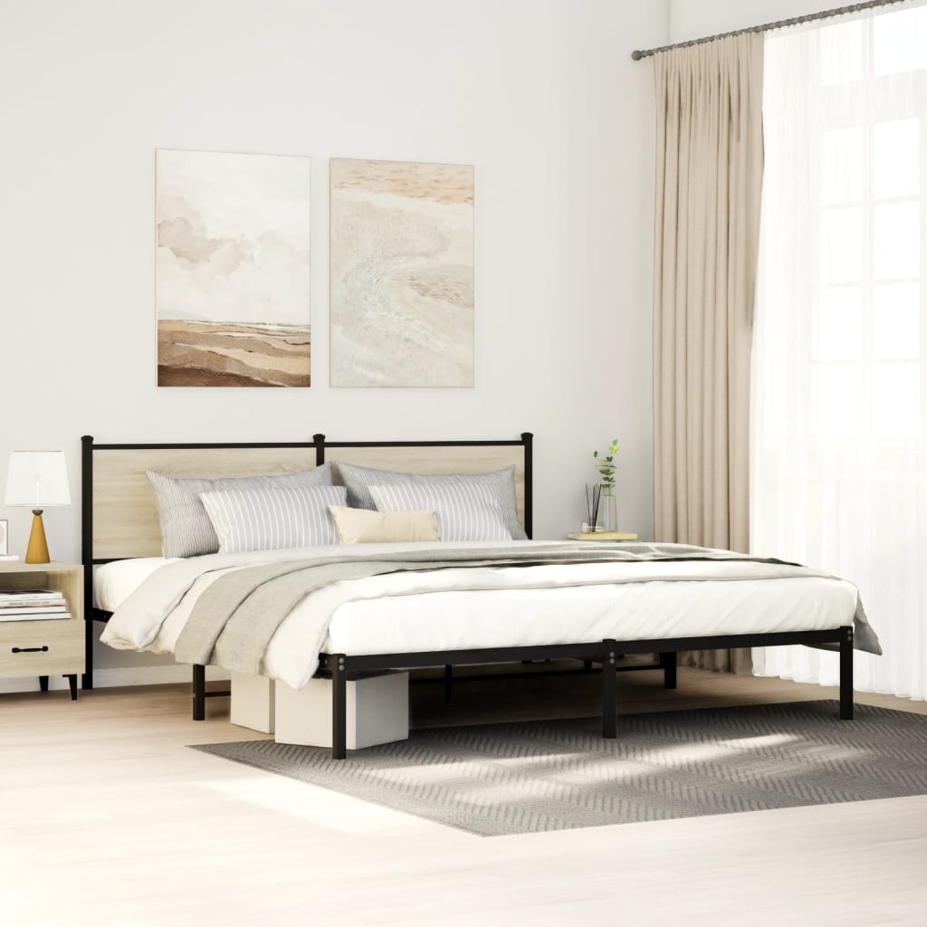 Estrutura de cama sem colchão 160x200cm metal carvalho sonoma
