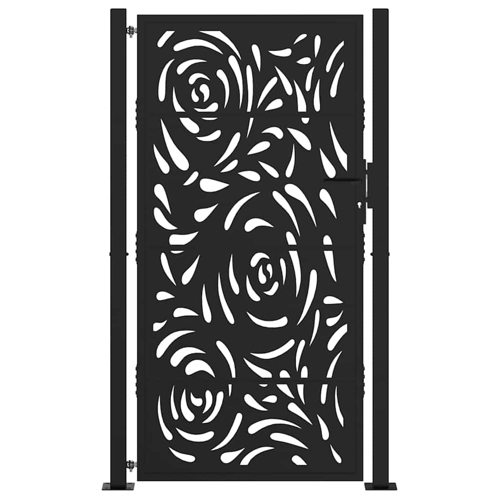 Portão de jardim preto 100x175 cm aço design chama