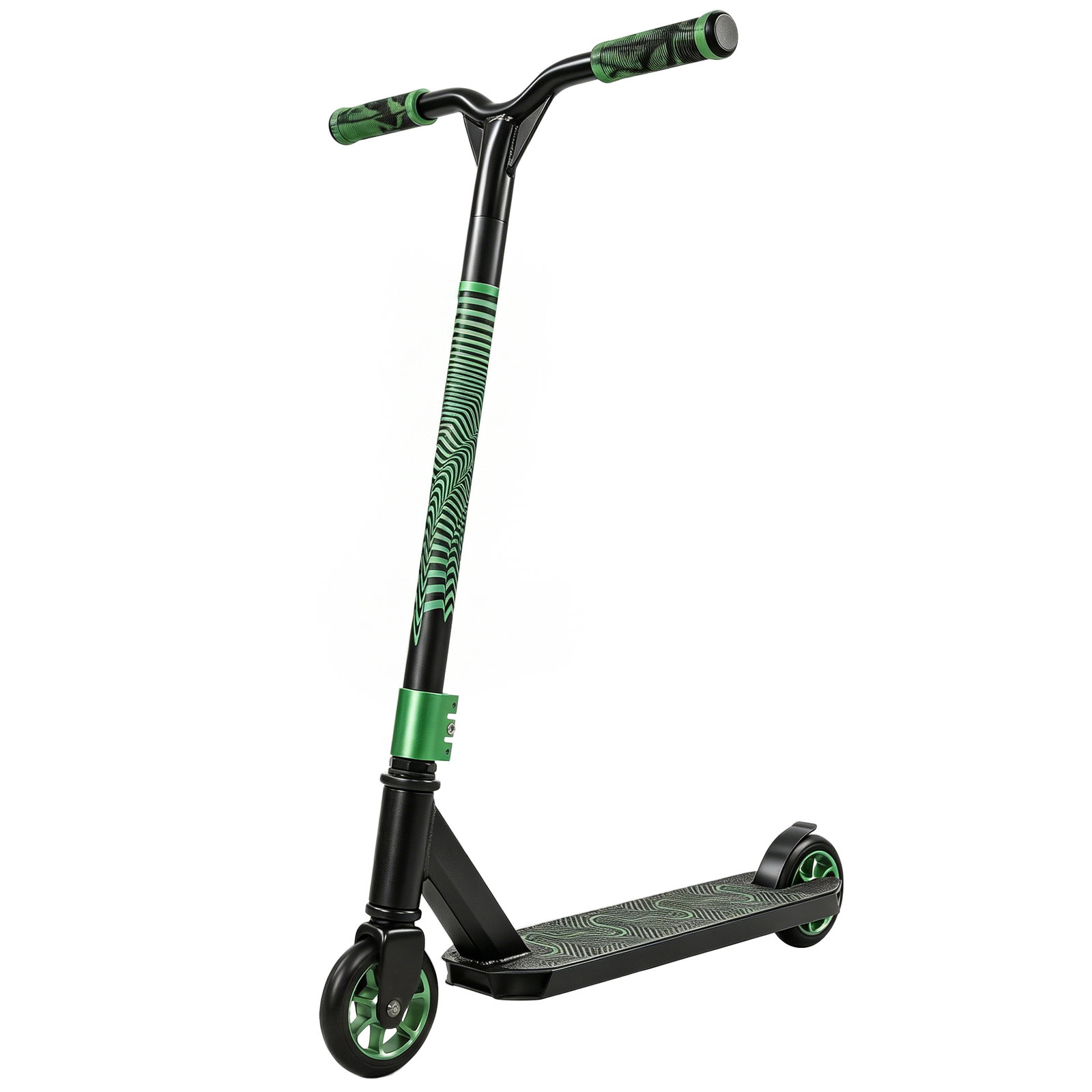 Trotinete acrobática com guiador 360° rolamentos abec-9 rodas de pu de 120 mm estrutura de alumínio 66x47x81 cm verde