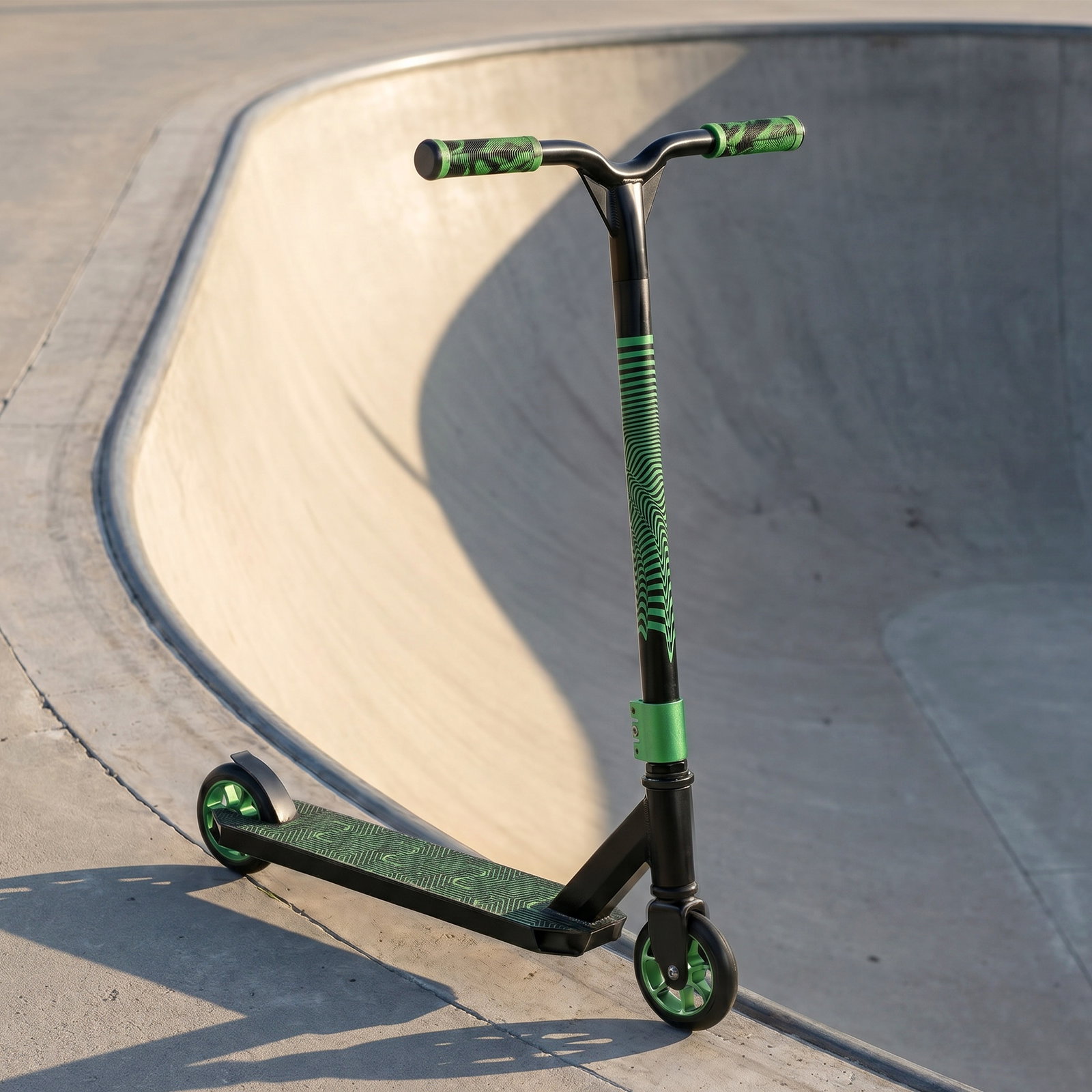 Trotinete acrobática com guiador 360° rolamentos abec-9 rodas de pu de 120 mm estrutura de alumínio 66x47x81 cm verde