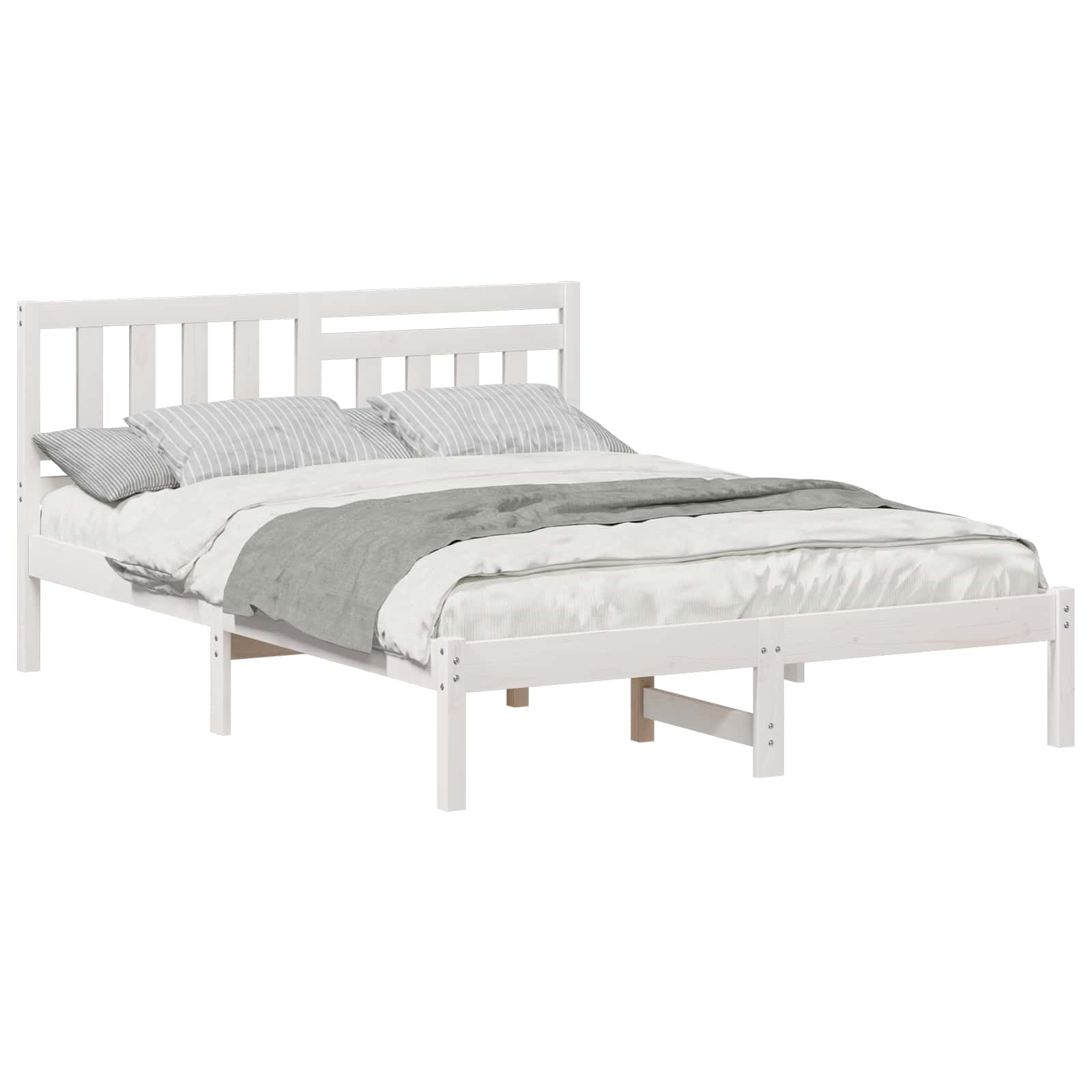Estrutura da cama com cabeceira branco 140 x 190 cm