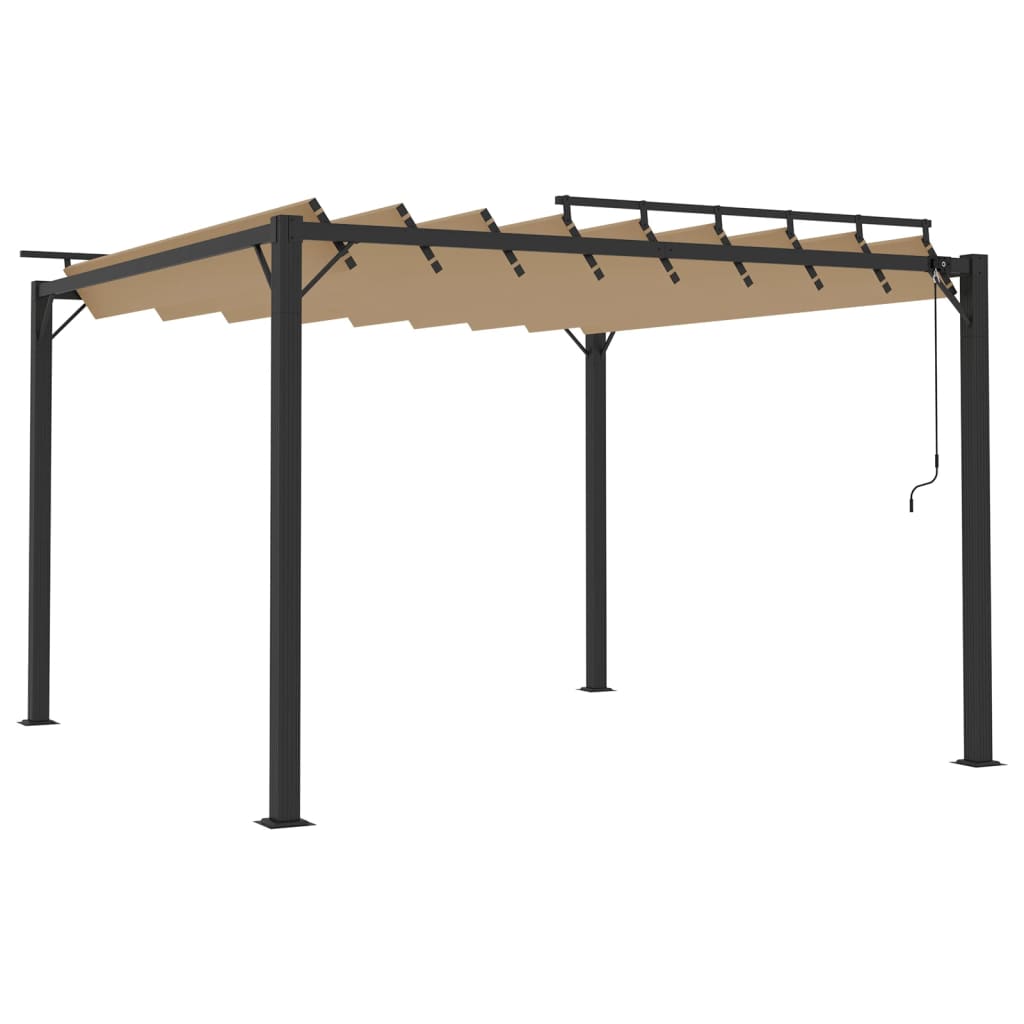 Gazebo c/ telhado persiana 3x3 m tecido cinza-acast. e alumínio