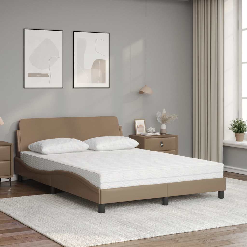 Cama com colchão dover 140x200 cm couro artificial cappuccino
