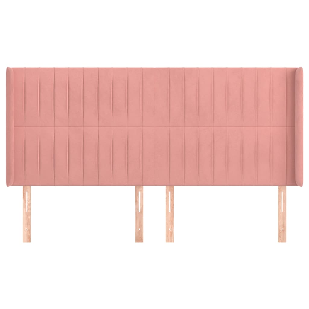 Cabeceira cama c/ abas veludo 163x16x118/128 cm rosa