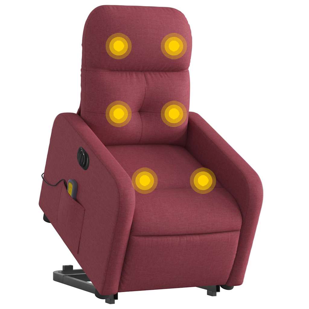 Poltrona elevatória de massagens elétrica tecido vermelho tinto