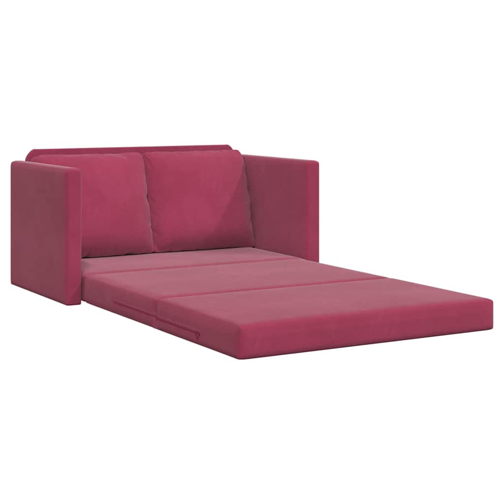 Sofá-cama sem pés 122x204x55 cm veludo vermelho tinto