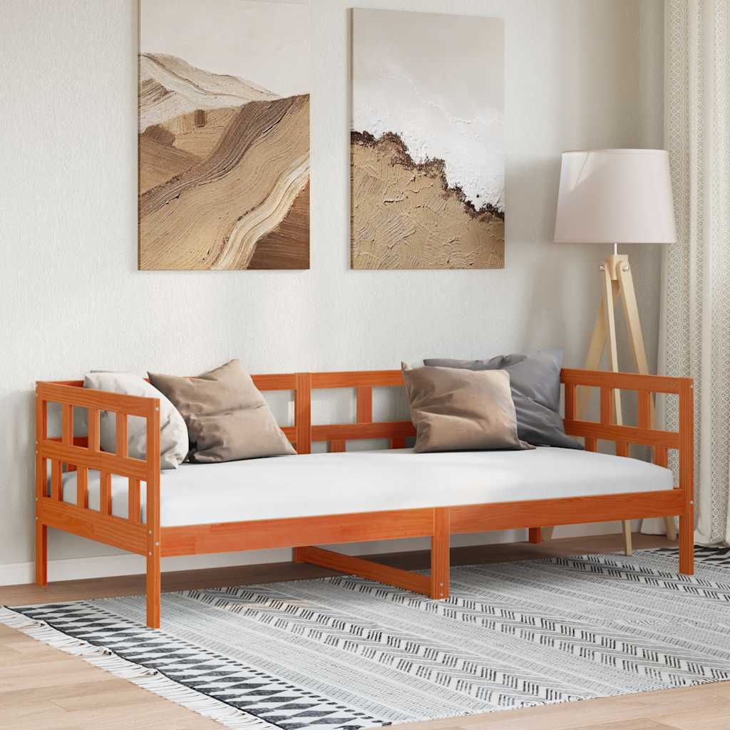 Sofá-cama sem colchão 90x200 cm pinho maciço castanho-mel