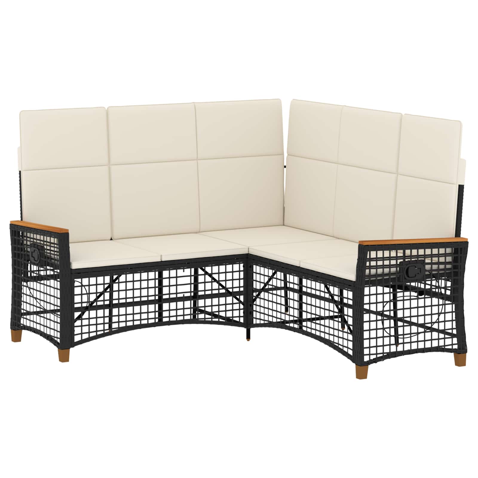 Conjunto de sofá reclinado para jardim preto e branco creme