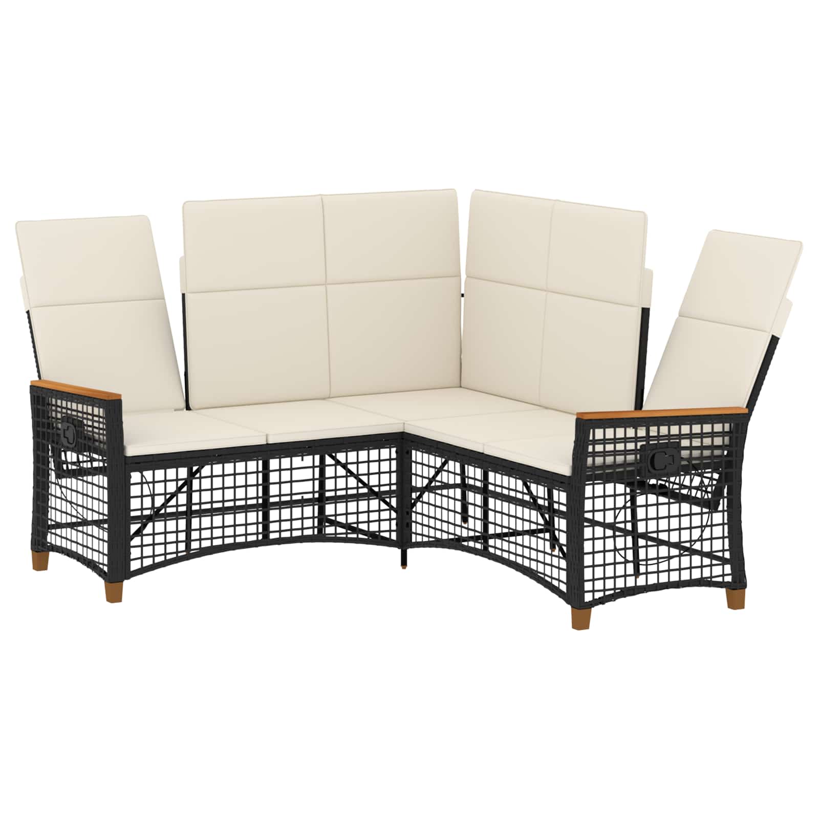 Conjunto de sofá reclinado para jardim preto e branco creme