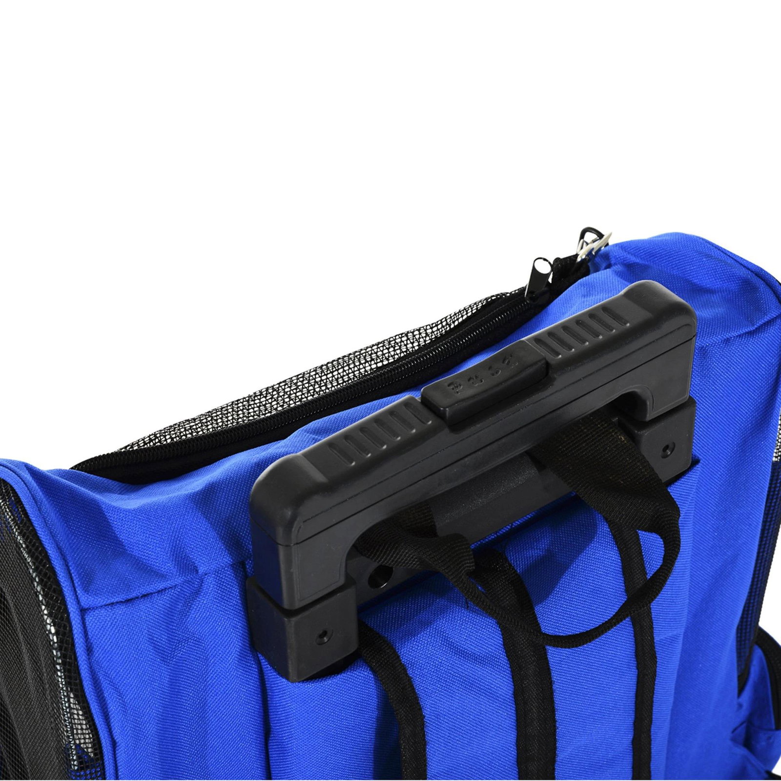 Transportadora 2 em 1 para animais de estimação mochila ou carrinho de viagem para cães e gatos com 2 rodas alça retrátil de alumínio e bolso de armazenamento 42x25x55cm azul