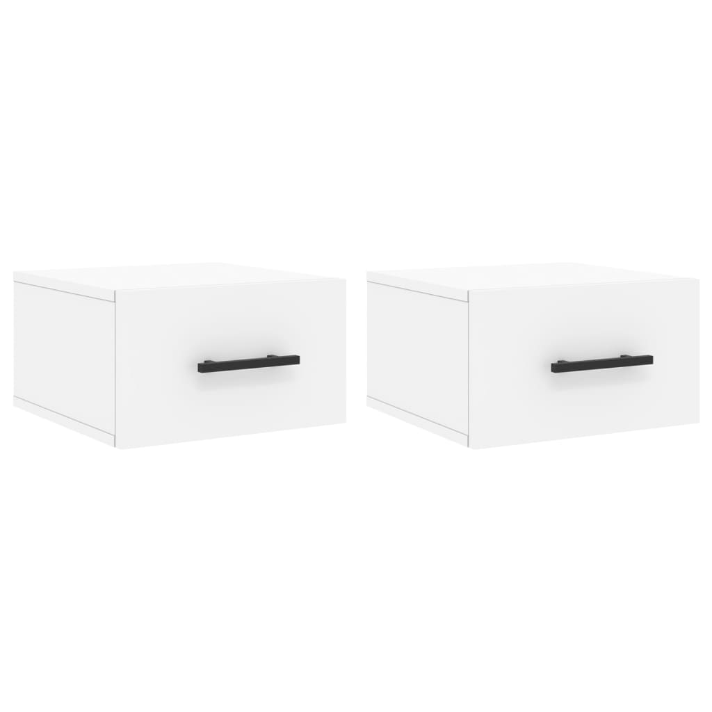 Mesas de cabeceira montagem na parede 2 pcs 35x35x20 cm branco
