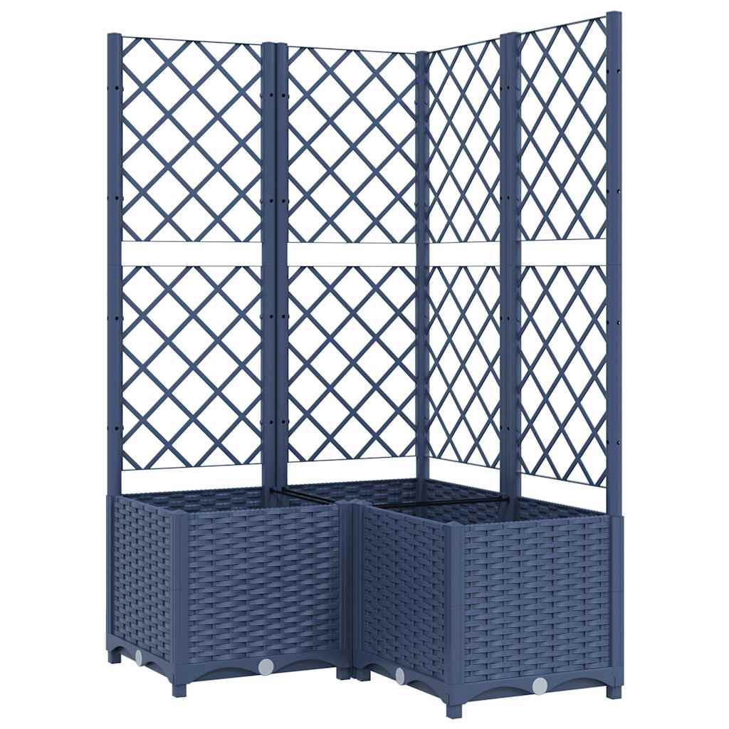 Vaso/floreira jardim c/ treliça 80x80x136 cm PP cinzento azul