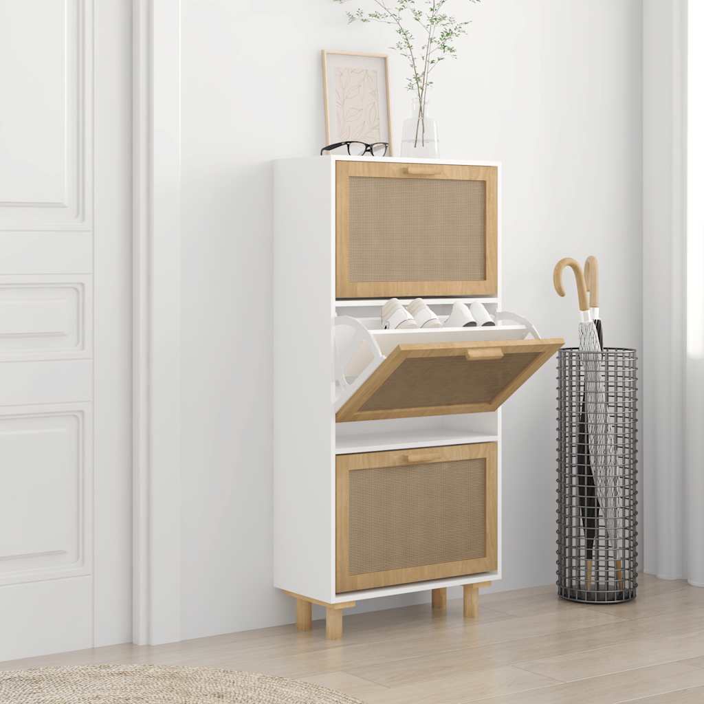 Sapateira 52x25x115 cm derivados de madeira/vime natural branco