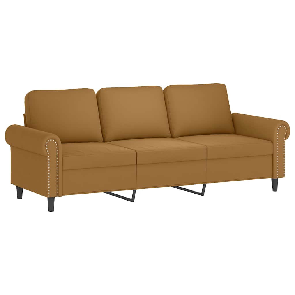 3 Pcs conjunto de sofás com almofadões veludo castanho
