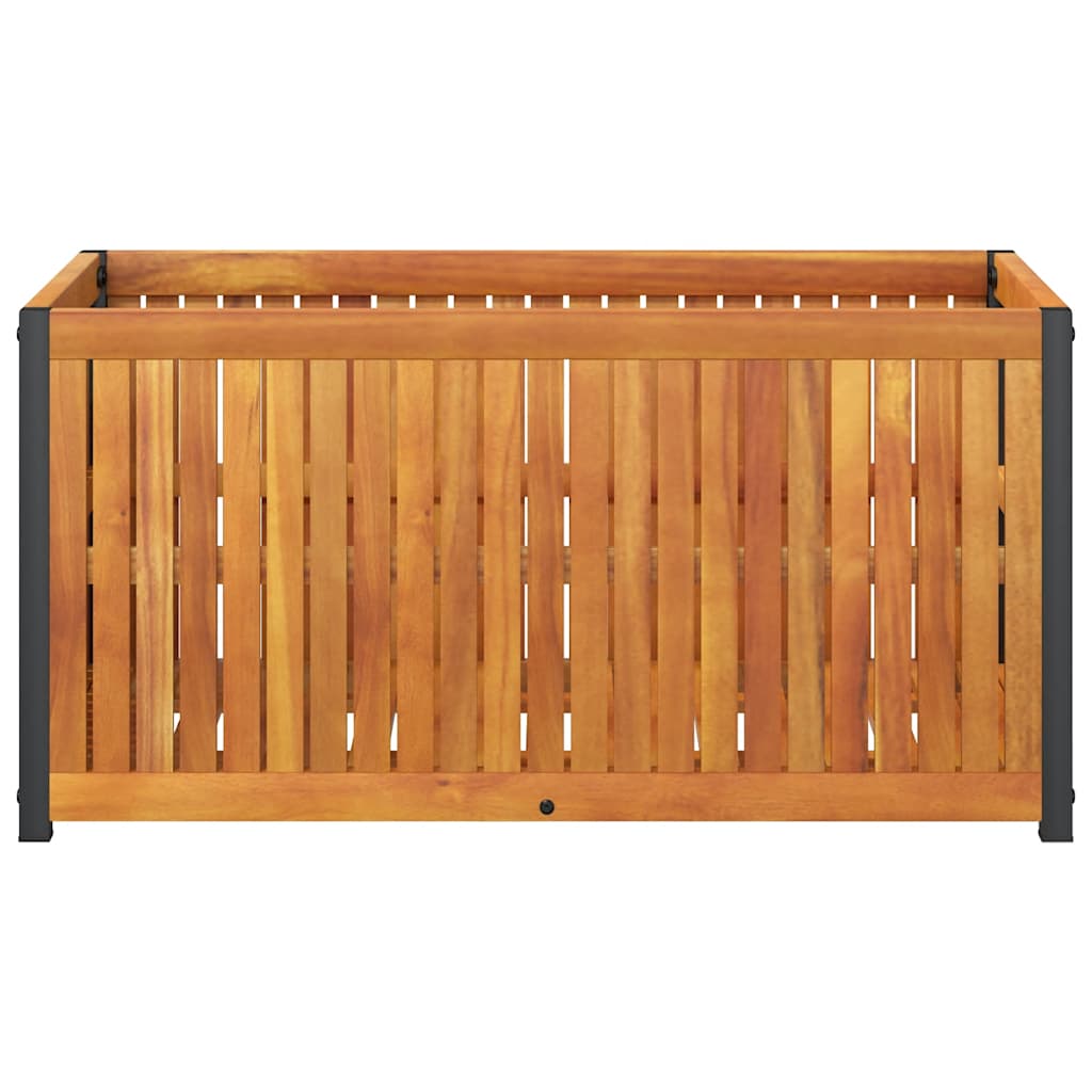 Vaso/floreira de jardim 85x45x44 cm acácia maciça e aço