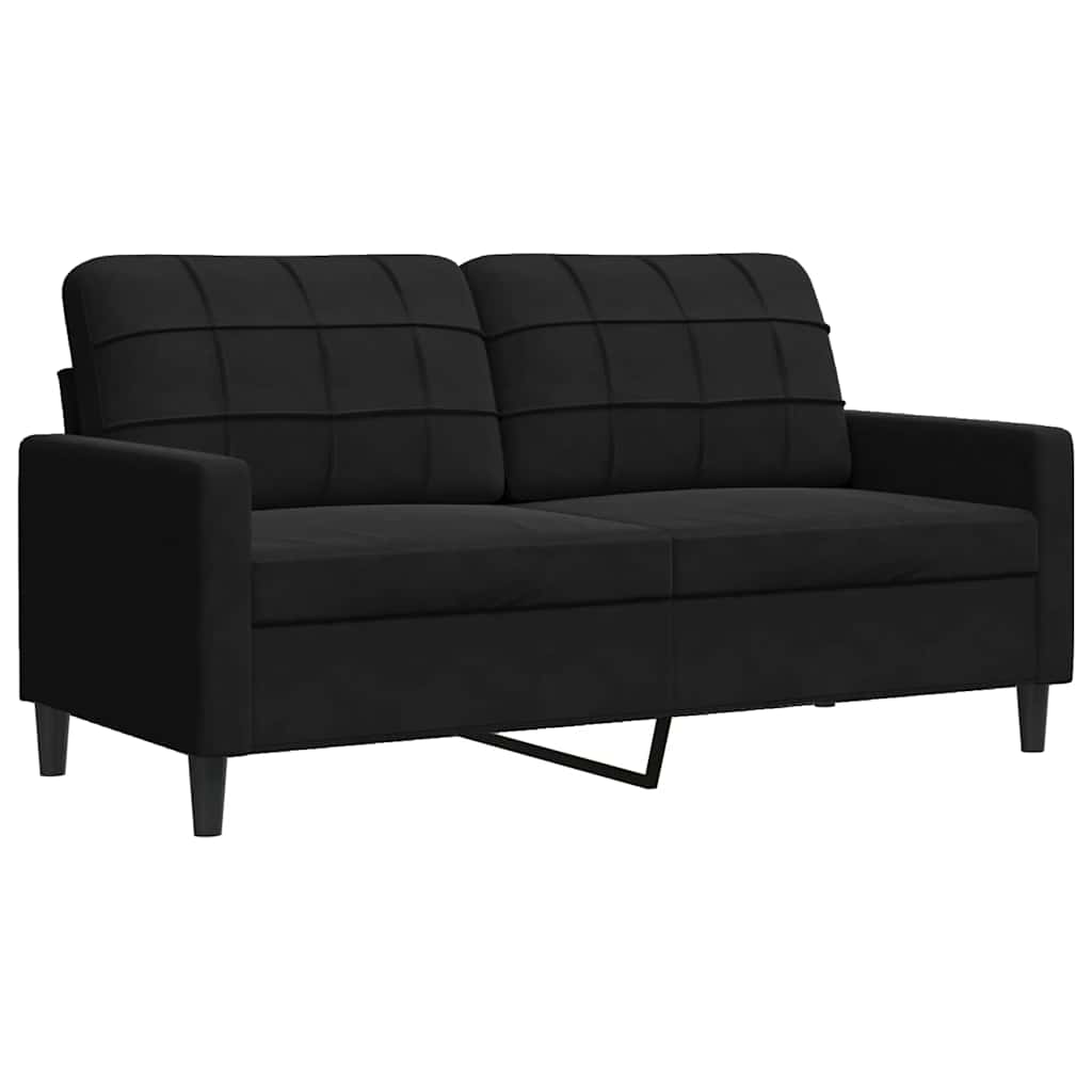 3 Pcs conjunto de sofás com almofadões veludo preto