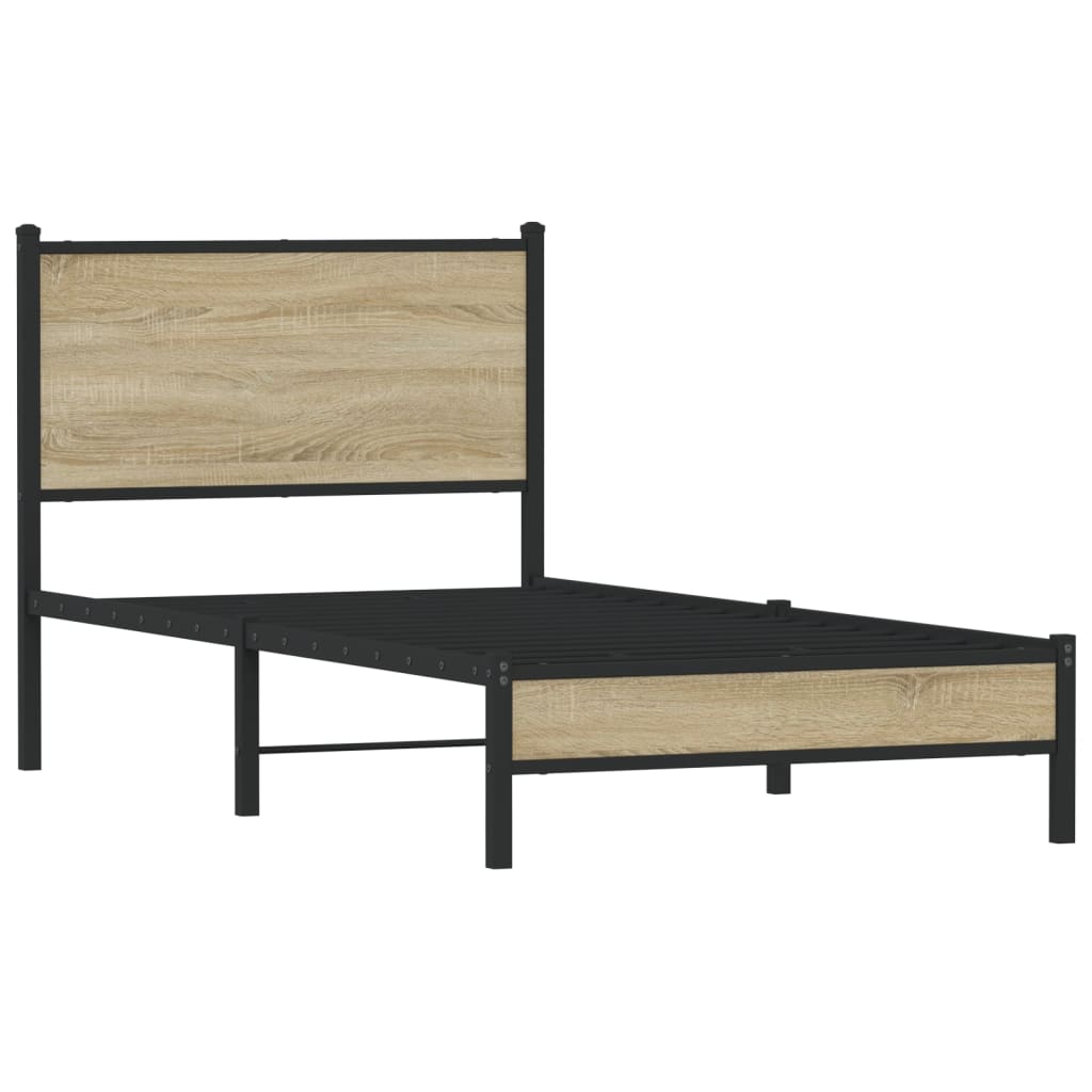 Estrutura de cama sem colchão 90x200 cm metal carvalho sonoma