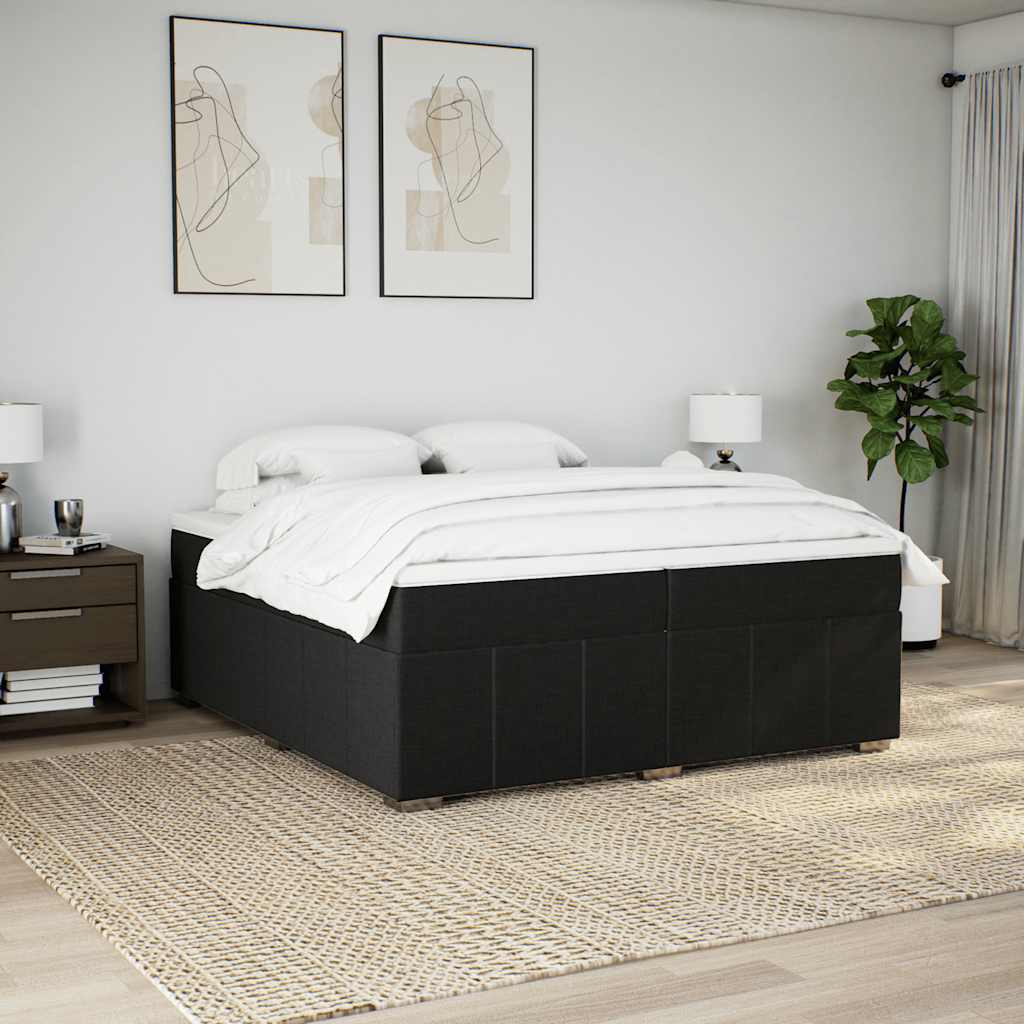 Cama com molas/colchão 200x200 cm tecido preto