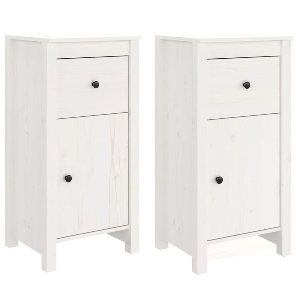 Aparadores 2 pcs 40x35x80 cm madeira de pinho maciça branco