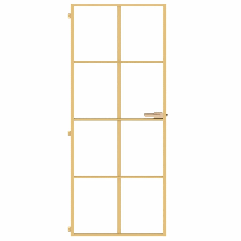 Porta interior 83x201,5 cm vidro temperado e alumínio dourado