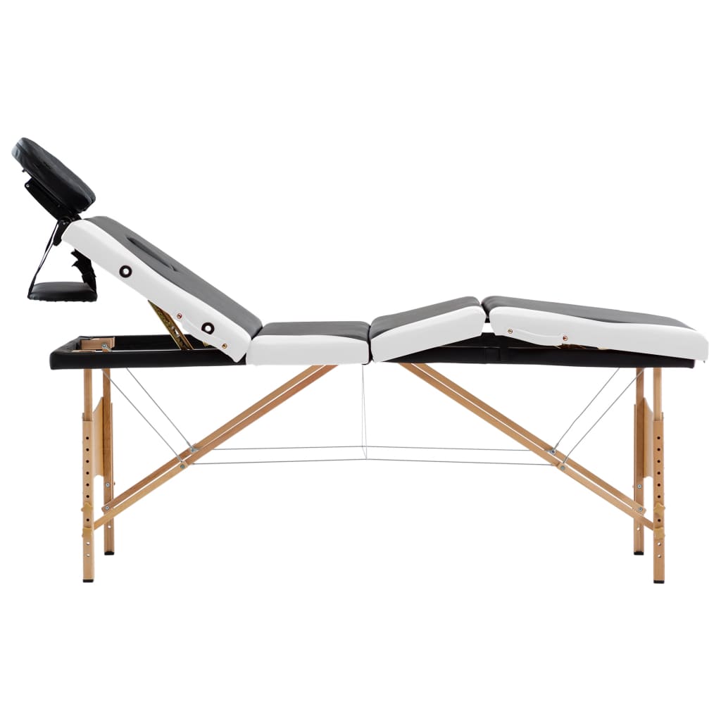 Mesa de massagens dobrável 4 zonas madeira branco