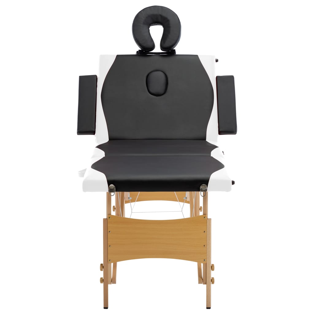 Mesa de massagens dobrável 4 zonas madeira branco