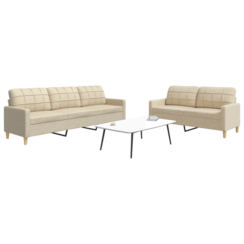 2 Pcs conjunto de sofás tecido cor creme