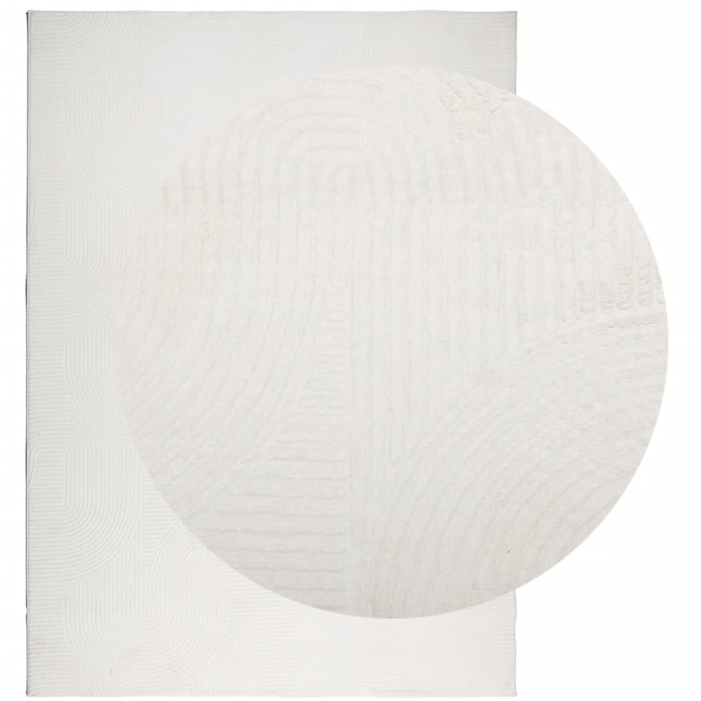 Tapete de pelo curto iza visual escandinavo 240x340cm cor creme