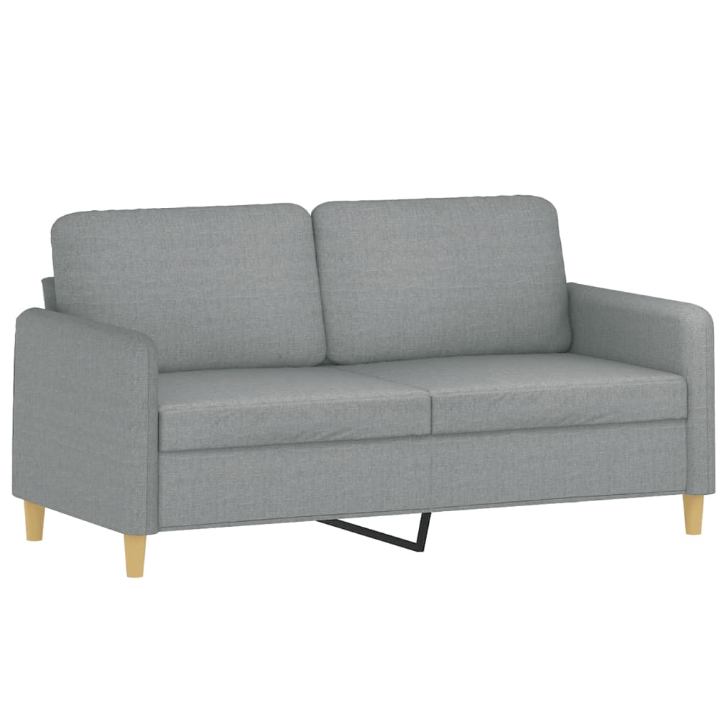 3 Pcs conjunto de sofás com almofadões tecido cinzento-claro